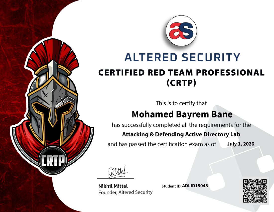 CRTP — Certified Red Team Professional certificate