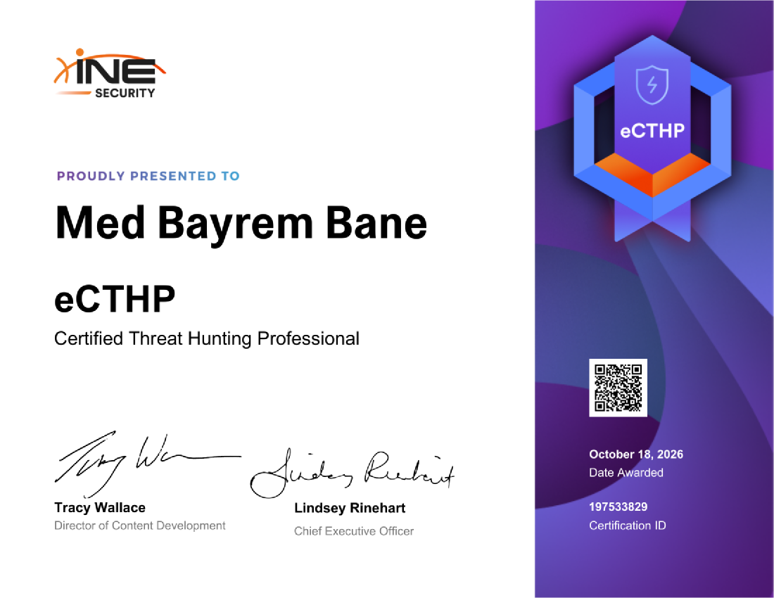 eCTHP — Certified Threat Hunting Professional certificate
