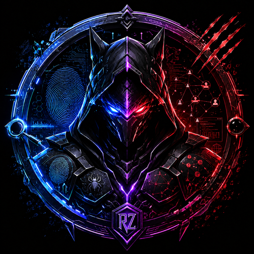 Re4perZ3d emblem: a hooded figure split blue, purple and red