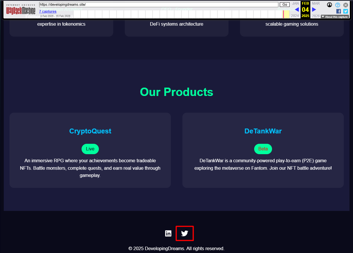Archived developingdreams.site homepage