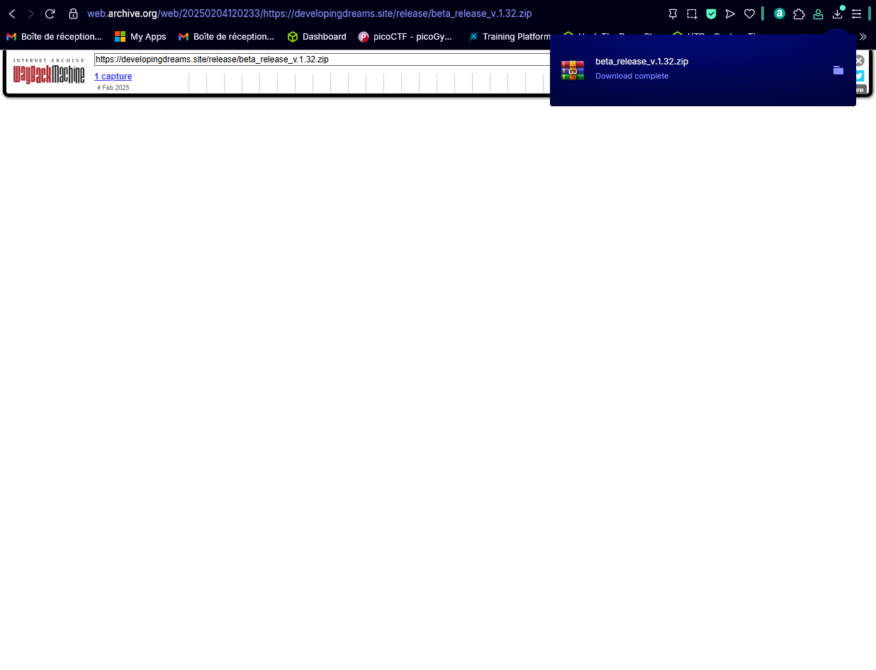 Downloading the beta release zip from the site