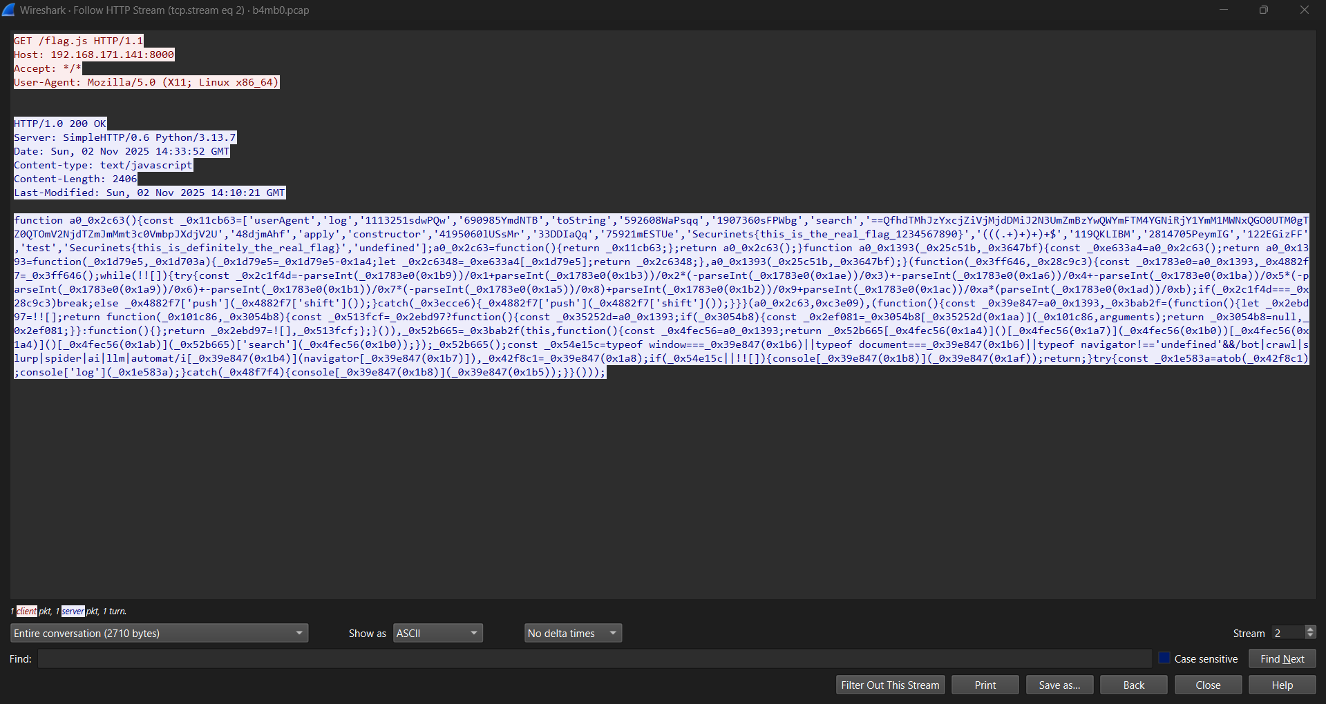 HTTP GET Request for flag.js