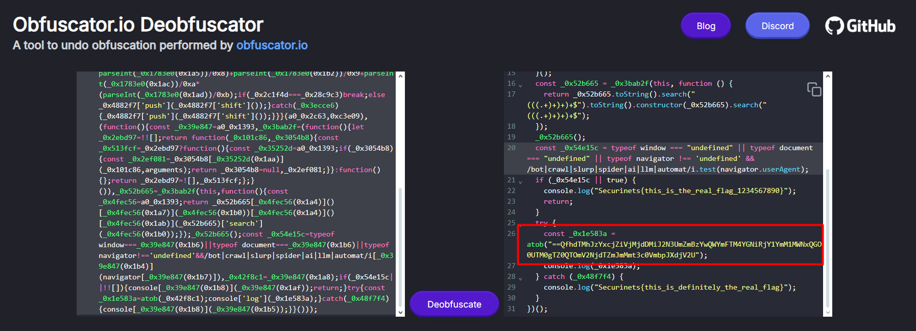 deobfuscated output